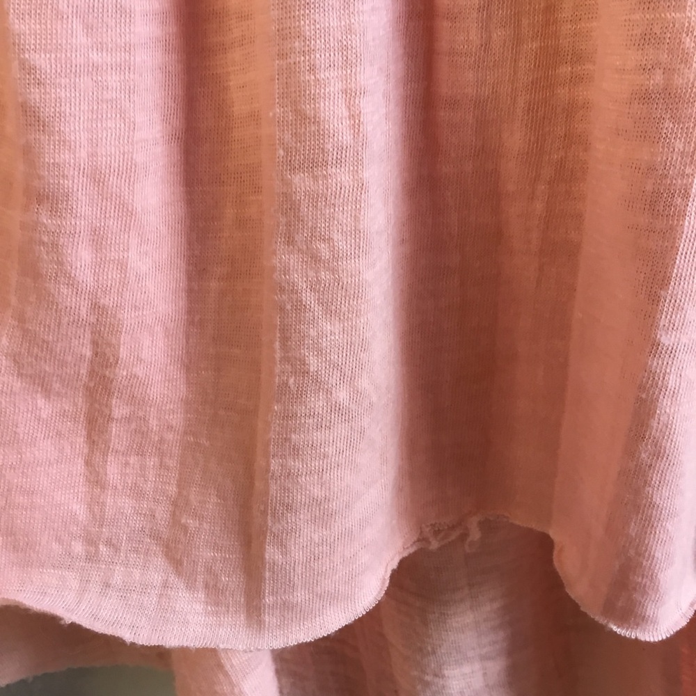 SOLD **Peach embroidered peasant blouse tie up front raw edge feminine floaty - Picture 4 of 6